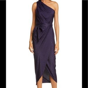 Ted Baker One Shoulder Navy Dress Size 4